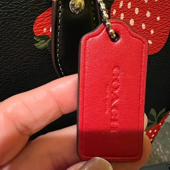 NWT Coach Black Tote Bag W/Wild Strawberry Print, Silver Hardware, Coated Canvas - Picture 12 of 17